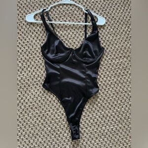 Black satin cup lined bodysuit size S
